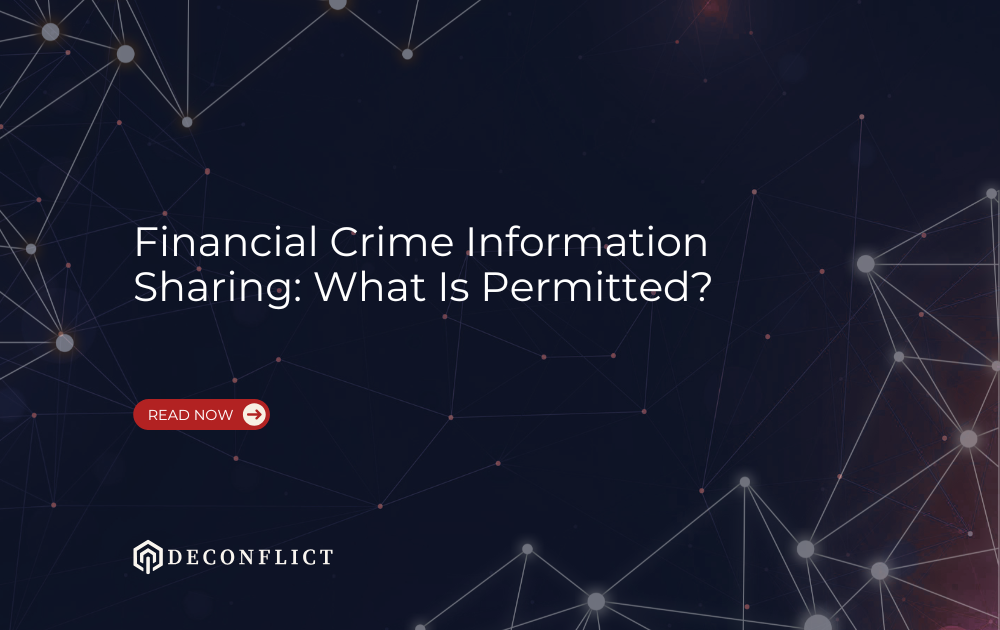 Illustration of connected financial, crypto, and investigative data points representing lawful financial crime information sharing across sectors.